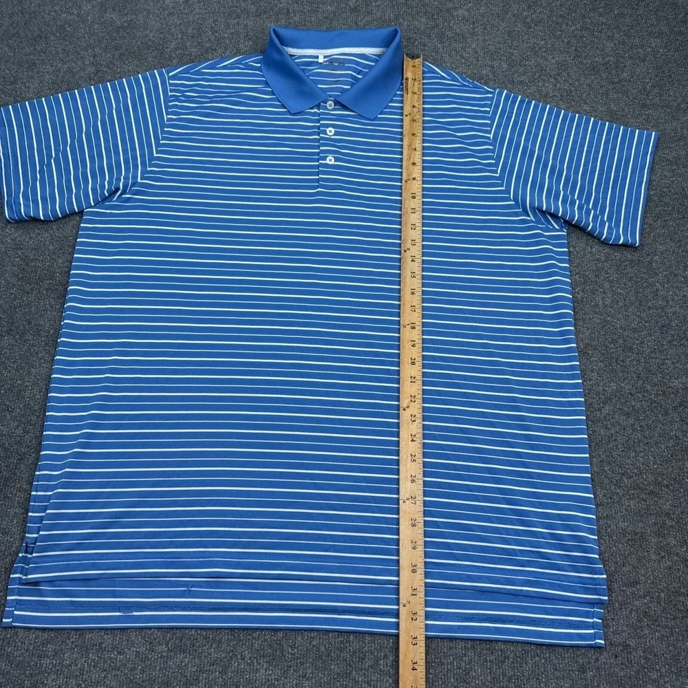 adidas Climalite Polo Shirt Mens Size 2XL XXL Blue‎ Striped Golf Active